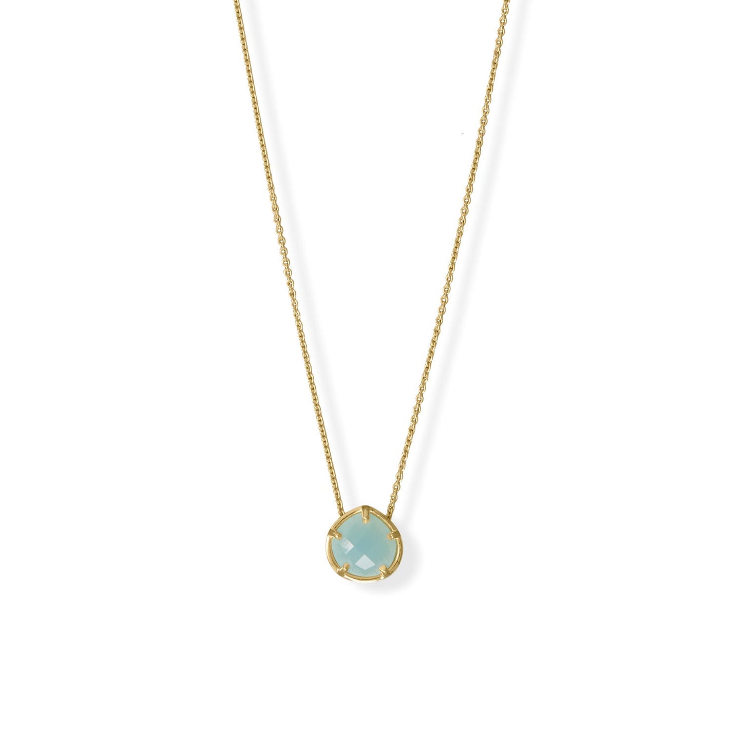 Aqua Pear Chalcedony with Adjustable 14 Karat Yellow Gold over Sterling Silver Necklace - Sparks and Gem