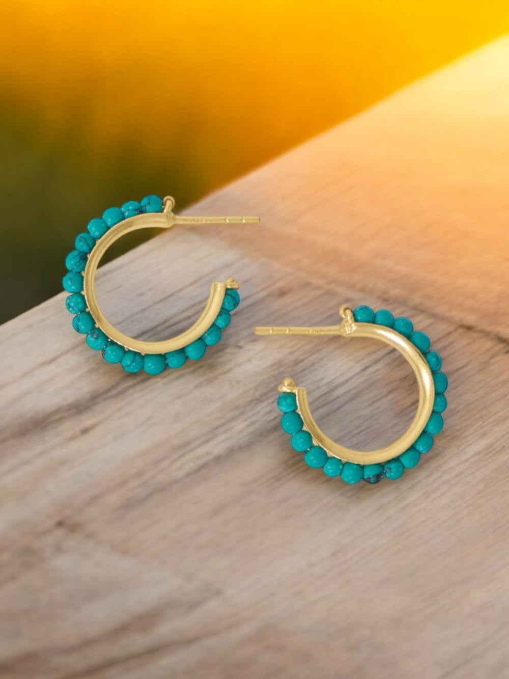 Beaded Turquoise 3/4 Hoop Earrings - Sparks and Gem