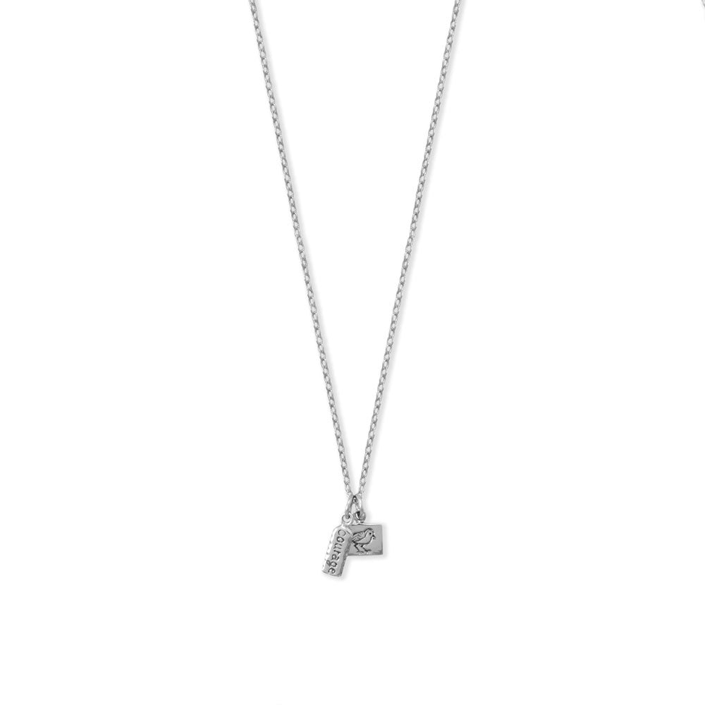 Oxidized "courage" Tag Charm