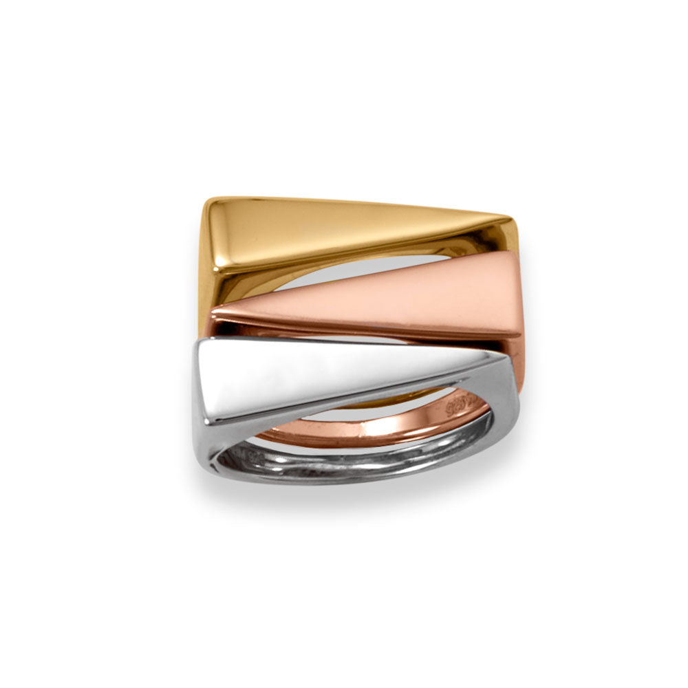 Flat Top Triangle Slice Yellow Gold Ring - More rings, bracelets, necklaces, earrings, anklets, charms, chains and toe rings in a variety of shapes, sizes and styles like geometric, cocktail, statement, bands, spinner, spoon, layered, long, collar, choker, climber, cuff, bangle, stretch, single, double, triple a or multi strands, beaded, curb, wheat, rope, Figaro, cable chains and more at Sparks and Gem