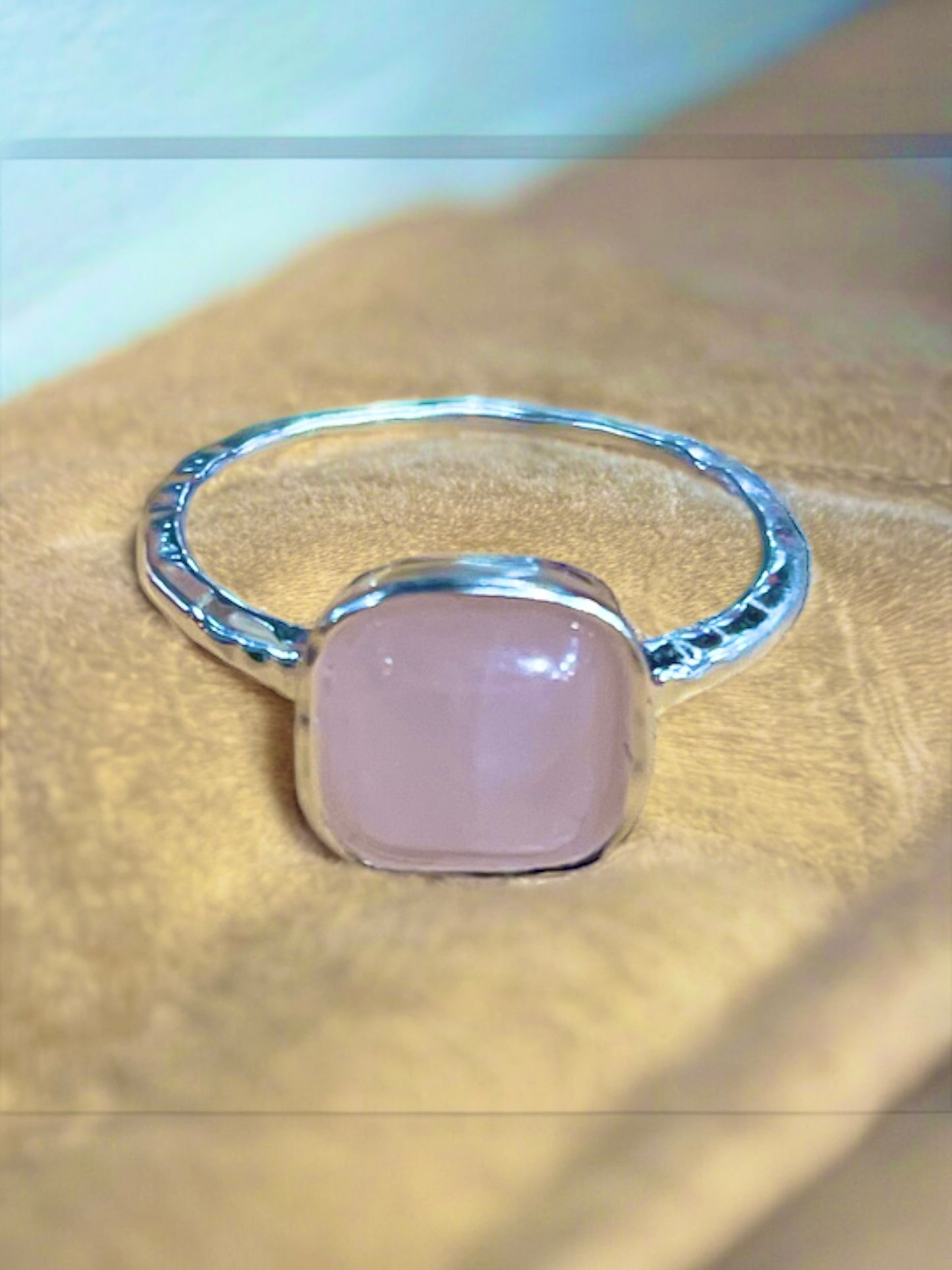 Cushion Cut Rose Quartz Sterling Silver Ring - More rings, bracelets, necklaces, earrings, anklets, charms, chains and toe rings in a variety of shapes, sizes and styles like geometric, cocktail, statement, bands, spinner, spoon, layered, long, collar, choker, climber, cuff, bangle, stretch, single, double, triple a or multi strands, beaded, curb, wheat, rope, Figaro, cable chains and more at Sparks and Gem