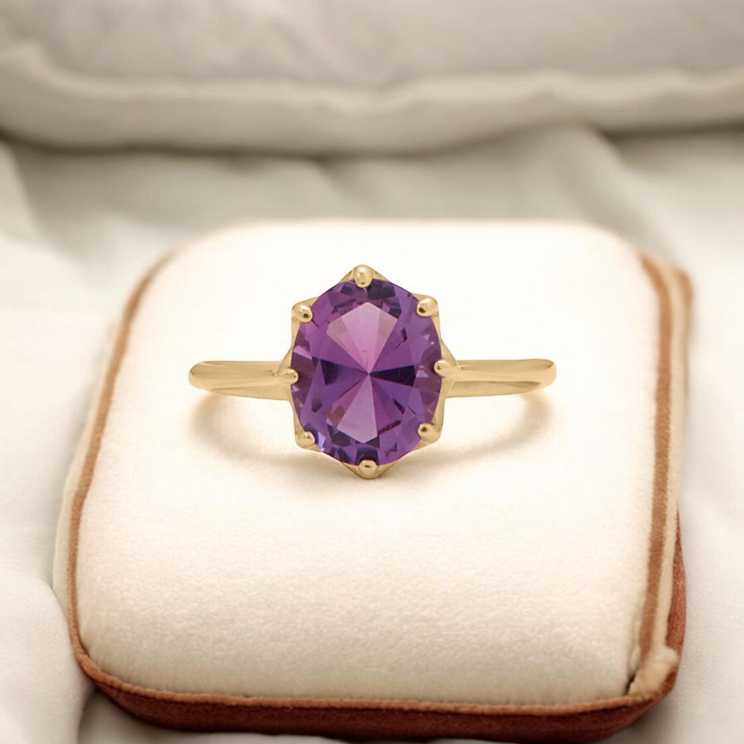 14 Karat Gold Precision Cut Amethyst Ring from Sparks and Gem (A+ BBB Rating)