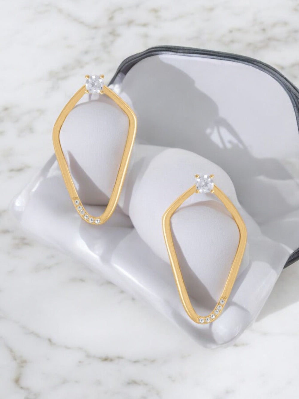 Versatile Moonstone and White Topaz Gold Kite Earrings - Sparks and Gem (A+ BBB Rating)