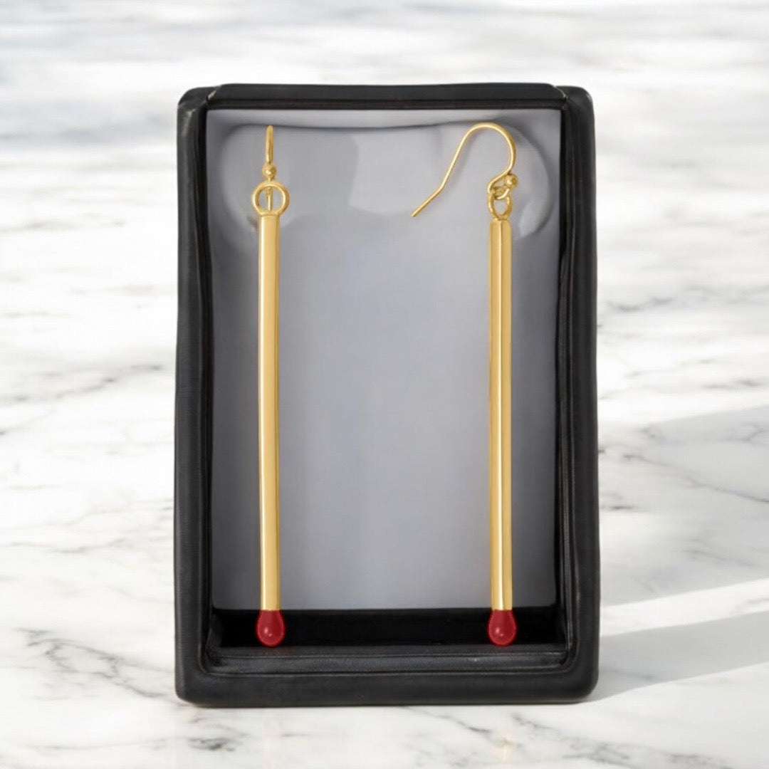 Yellow Gold Matchstick French Wire Earrings - Sparks and Gem