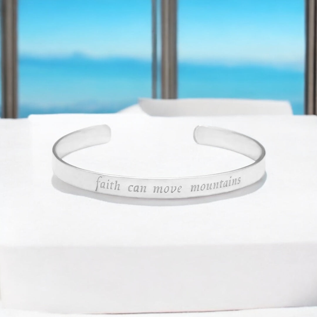 “Faith Can Move Mountains” Cuff Bracelet - Sparks and Gem