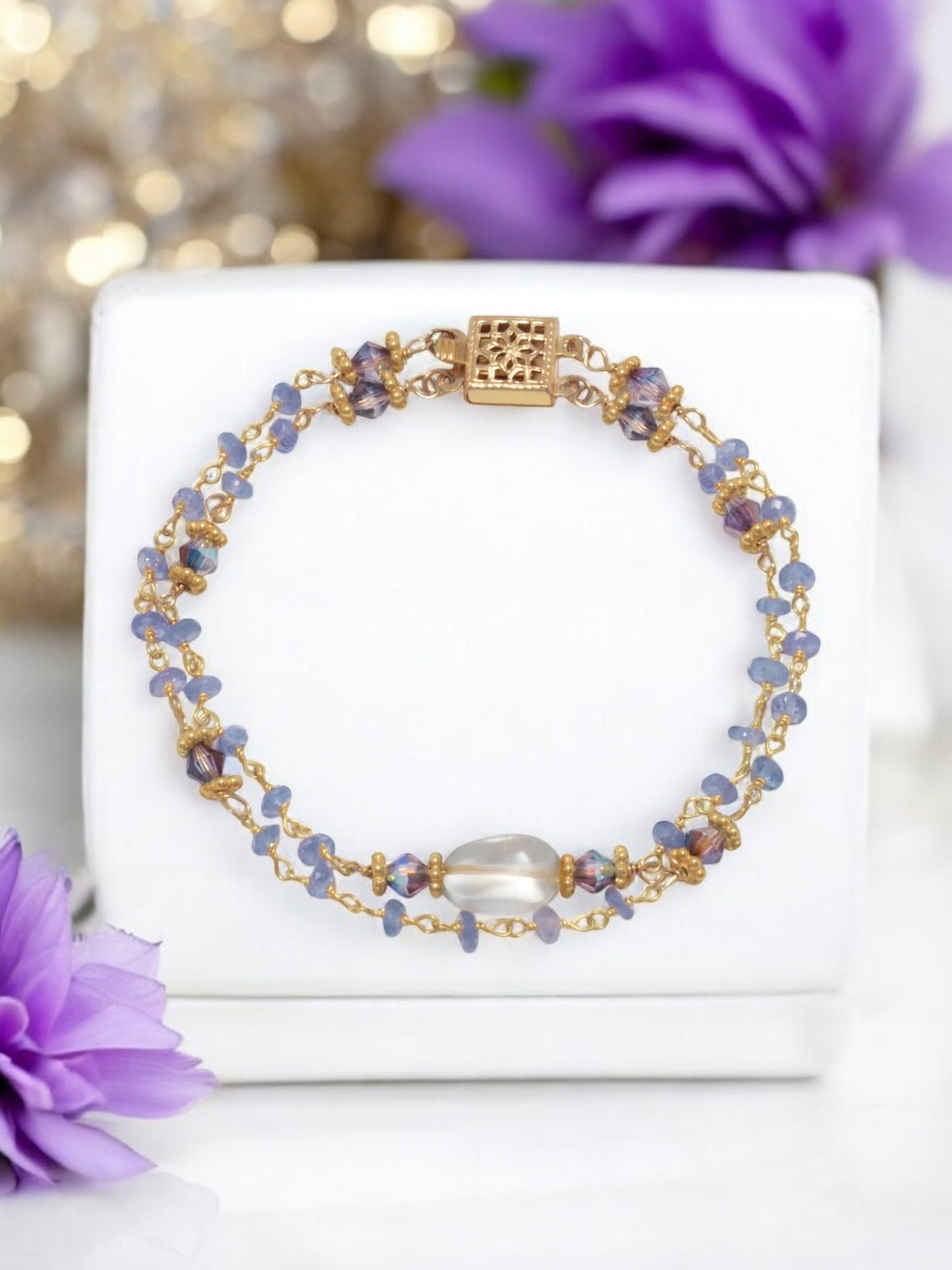 Double Strand Tanzanite and Citrine Beaded Bracelet - Sparks and Gem