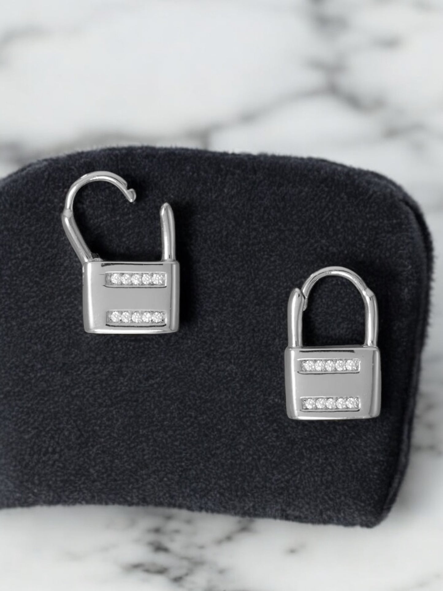 Sterling Silver Lock Earrings - Sparks and Gem