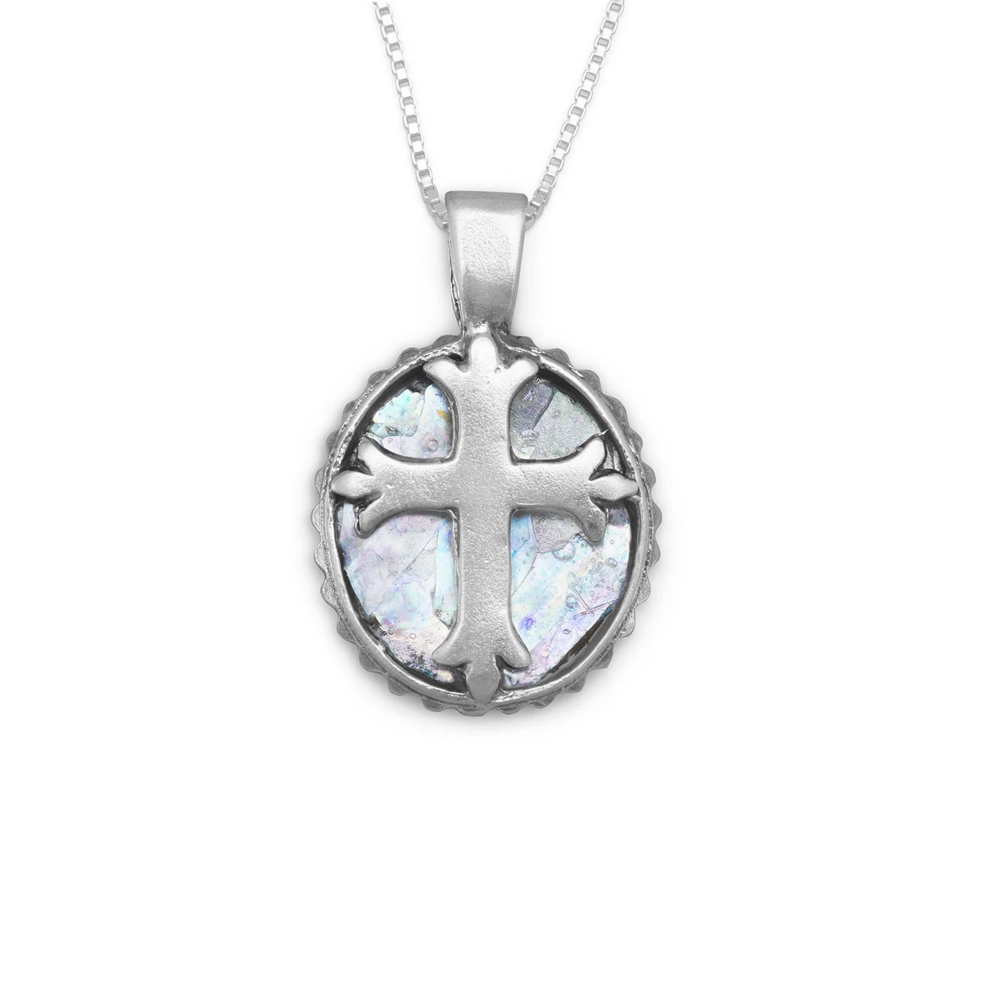 Oval Roman Glass Cross Necklace - Sparks and Gem