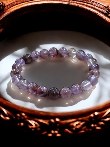 Purple Phantom Quartz Gemstone Stretch Bracelet - Sparks and Gem