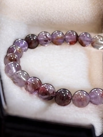 Purple Phantom Quartz Gemstone Stretch Bracelet - Sparks and Gem
