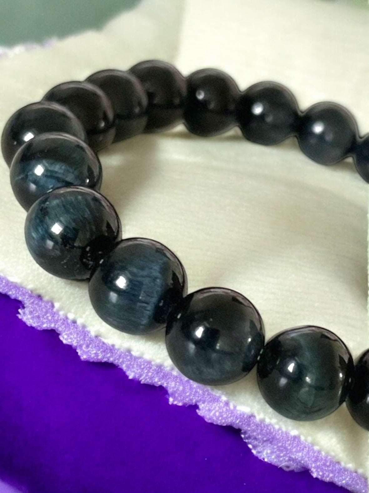 Blue Streak Tiger’s Eye Beaded 8mm Gemstone Stretch Bracelet - Sparks and Gem