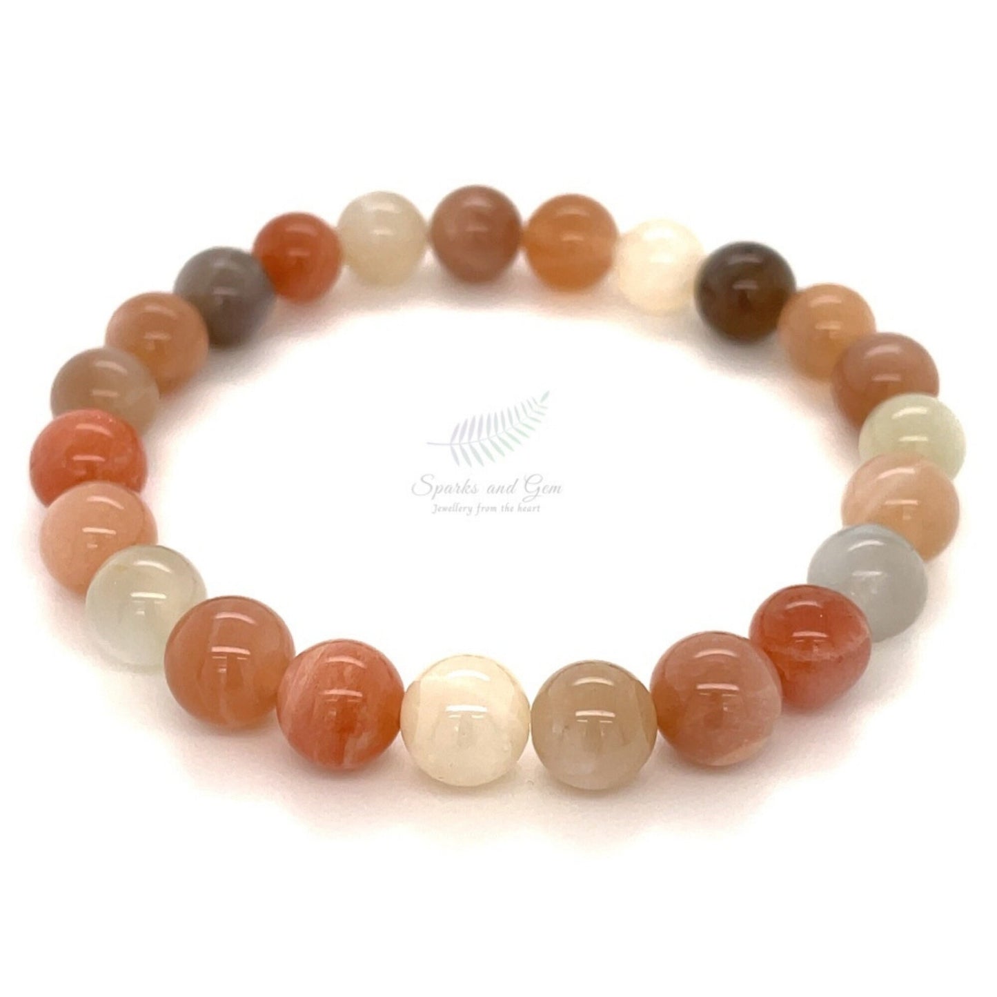 Multi Colour Moonstone Gemstone Stretch Bracelet - Sparks and Gem