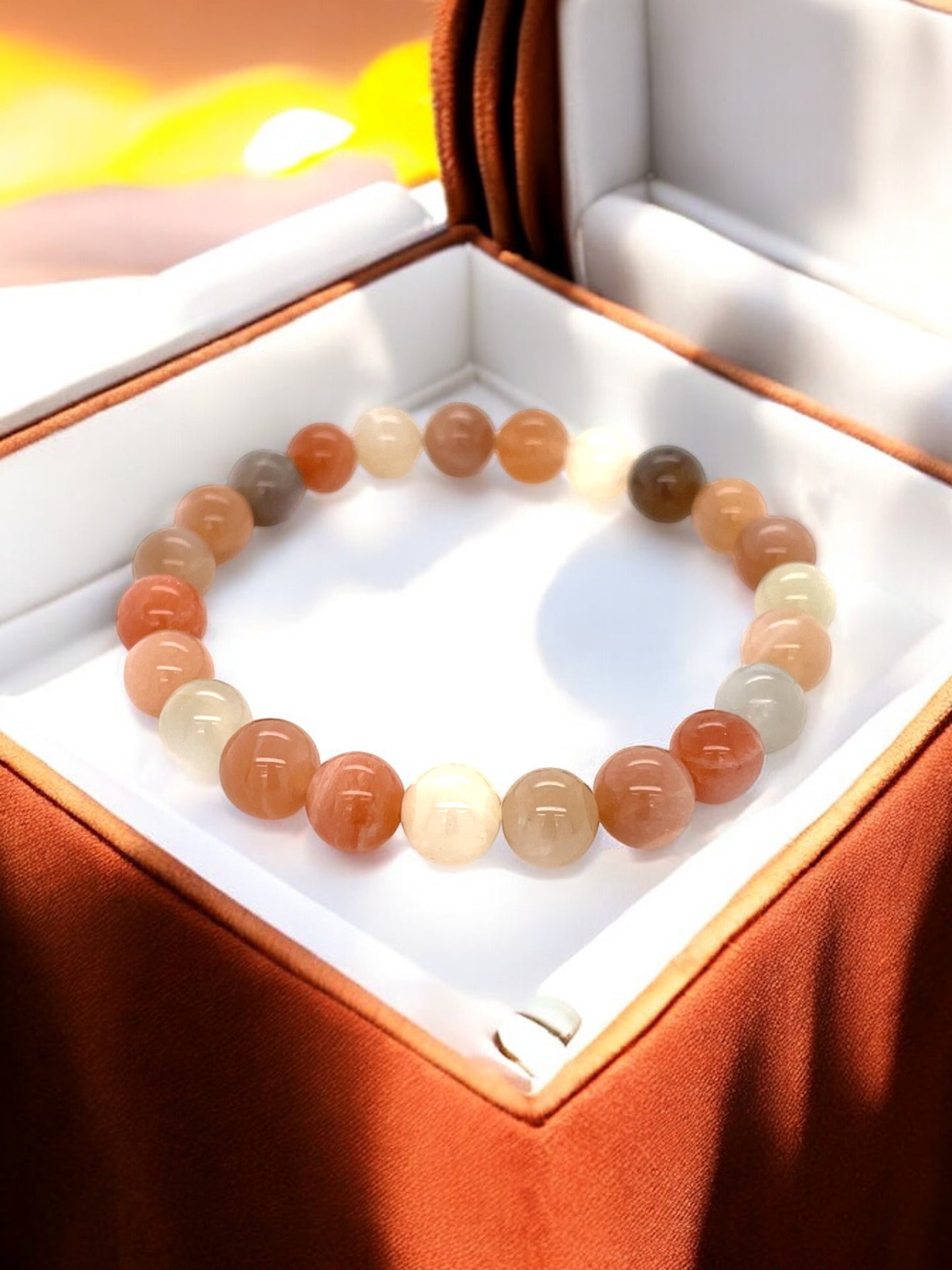 Multi Moonstone Gemstone Stretch Bracelet - Sparks and Gem