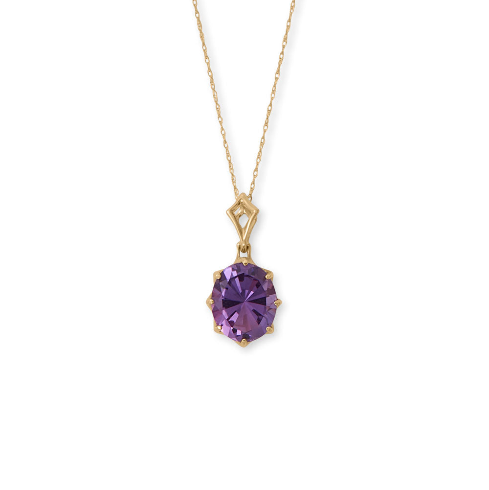 18" 14 Karat Gold Precision Cut Amethyst Necklace from Sparks and Gem (A+ BBB Rating)