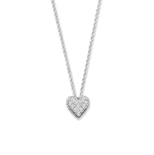 Adjustable, Sterling Silver Pave Cubic Zirconia Heart "MOM" Necklace - Sparks and Gem