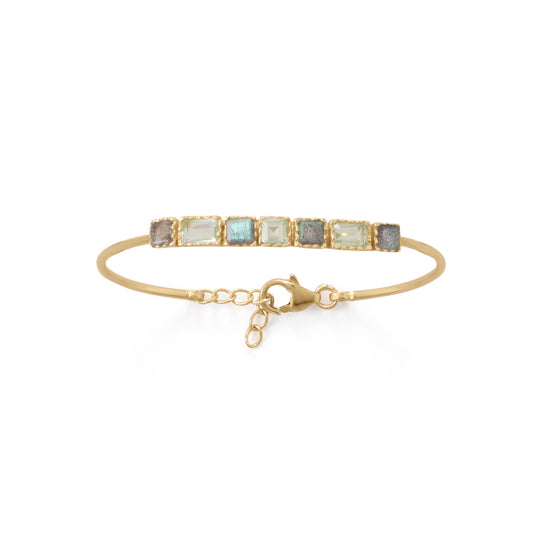 Labradorite and Prasiolite Yellow Gold Cuff Bracelet - Sparks and Gem