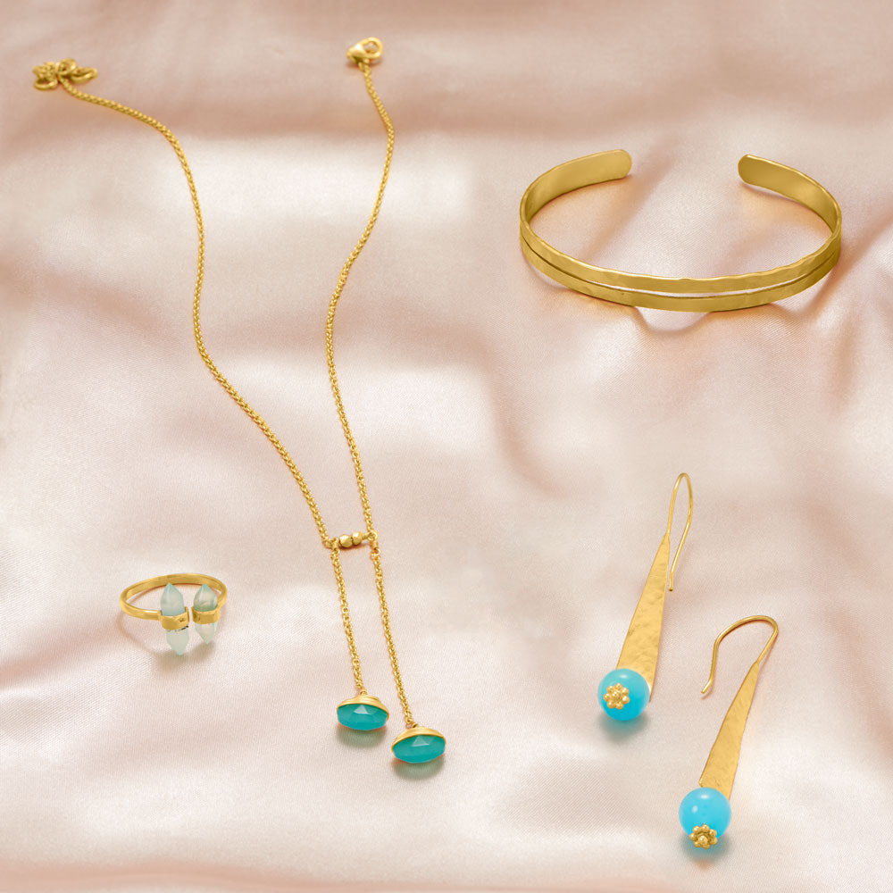 Aqua Chalcedony Lariat Necklace