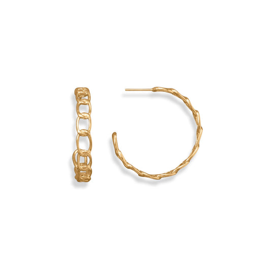 Curb Link 3/4 Gold Vermeil Hoop Earrings - Sparks and Gem