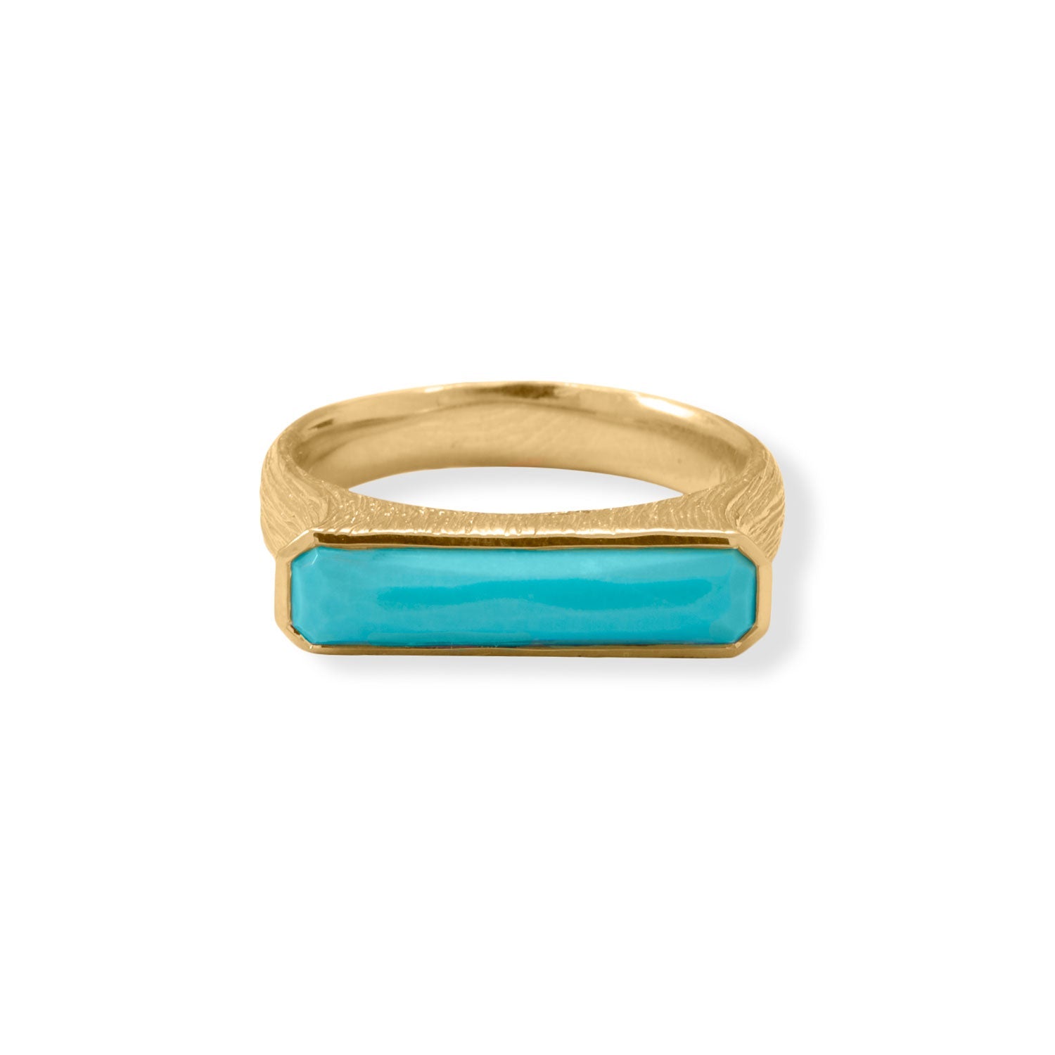 Turquoise Bar 14 Karat Yellow Gold over 925 Sterling Silver Ring - Sparks and Gem