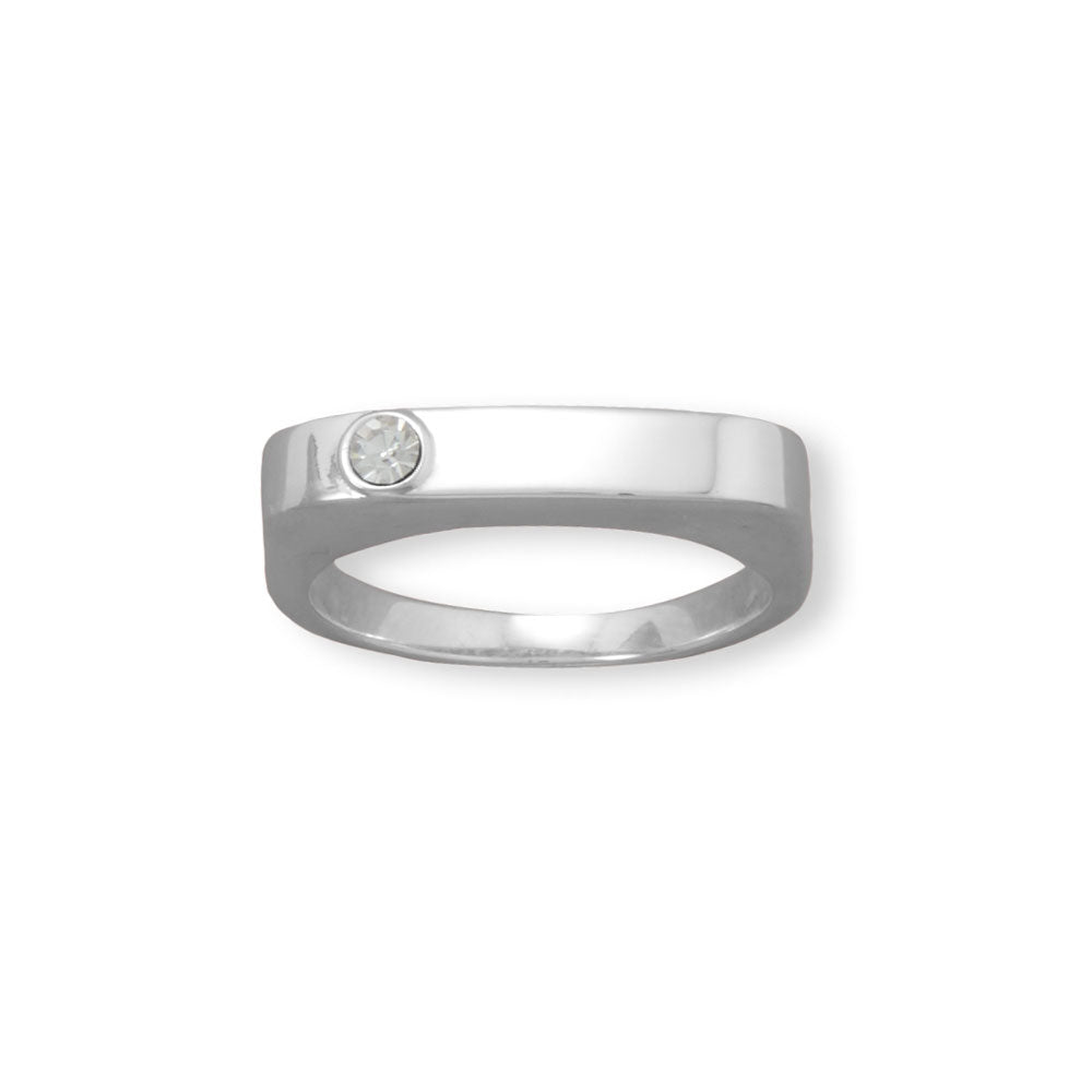Sterling Silver Crystal Bar Ring - Sparks and Gem