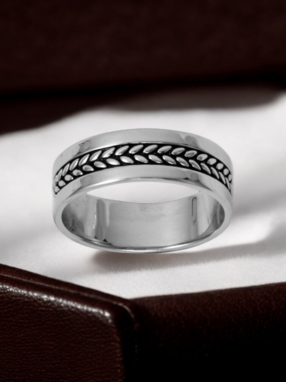 Men’s Oxidized Wheat Pattern Sterling Silver Ring - Sparks and Gem