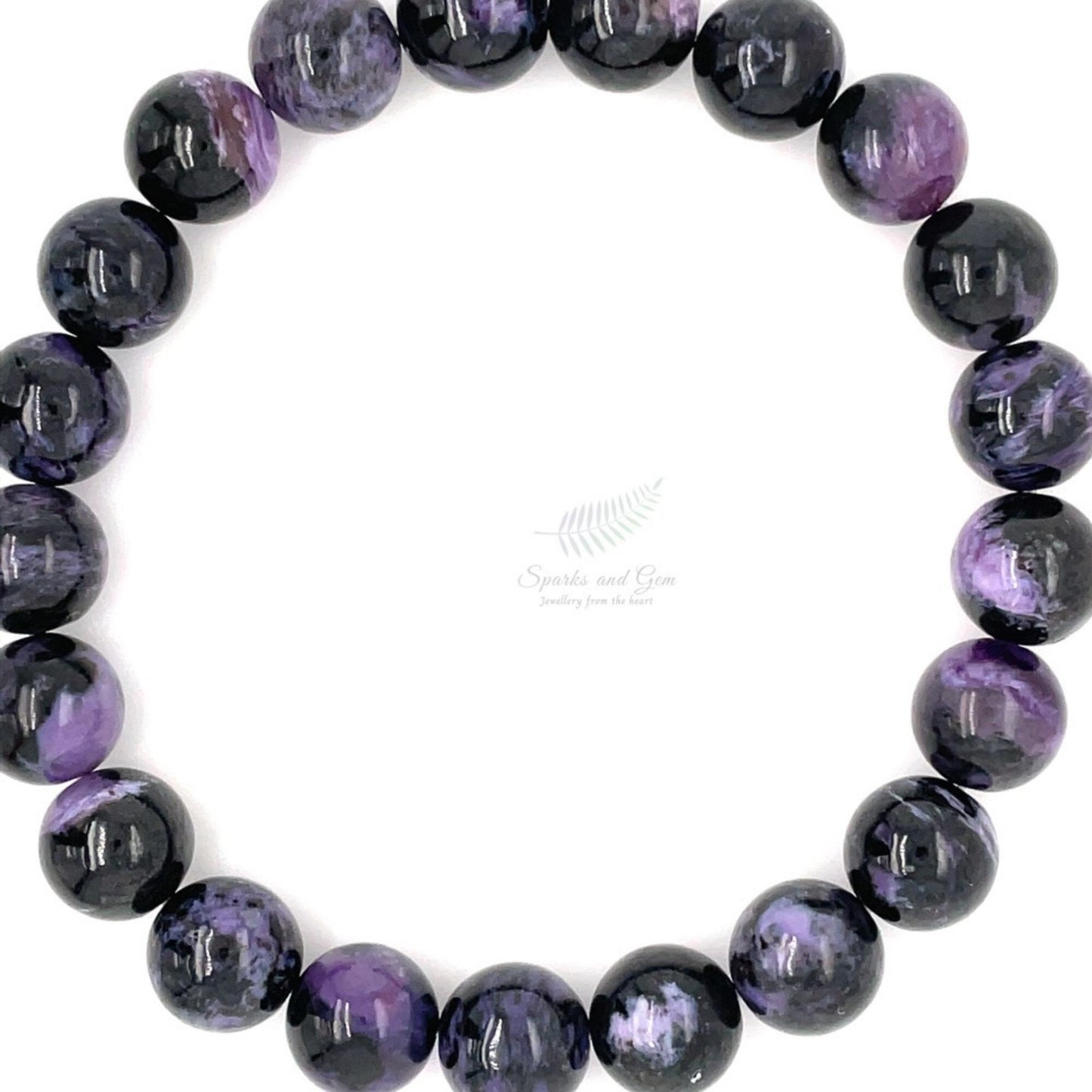 8mm Natural Charoite Bracelet - Sparks and Gem