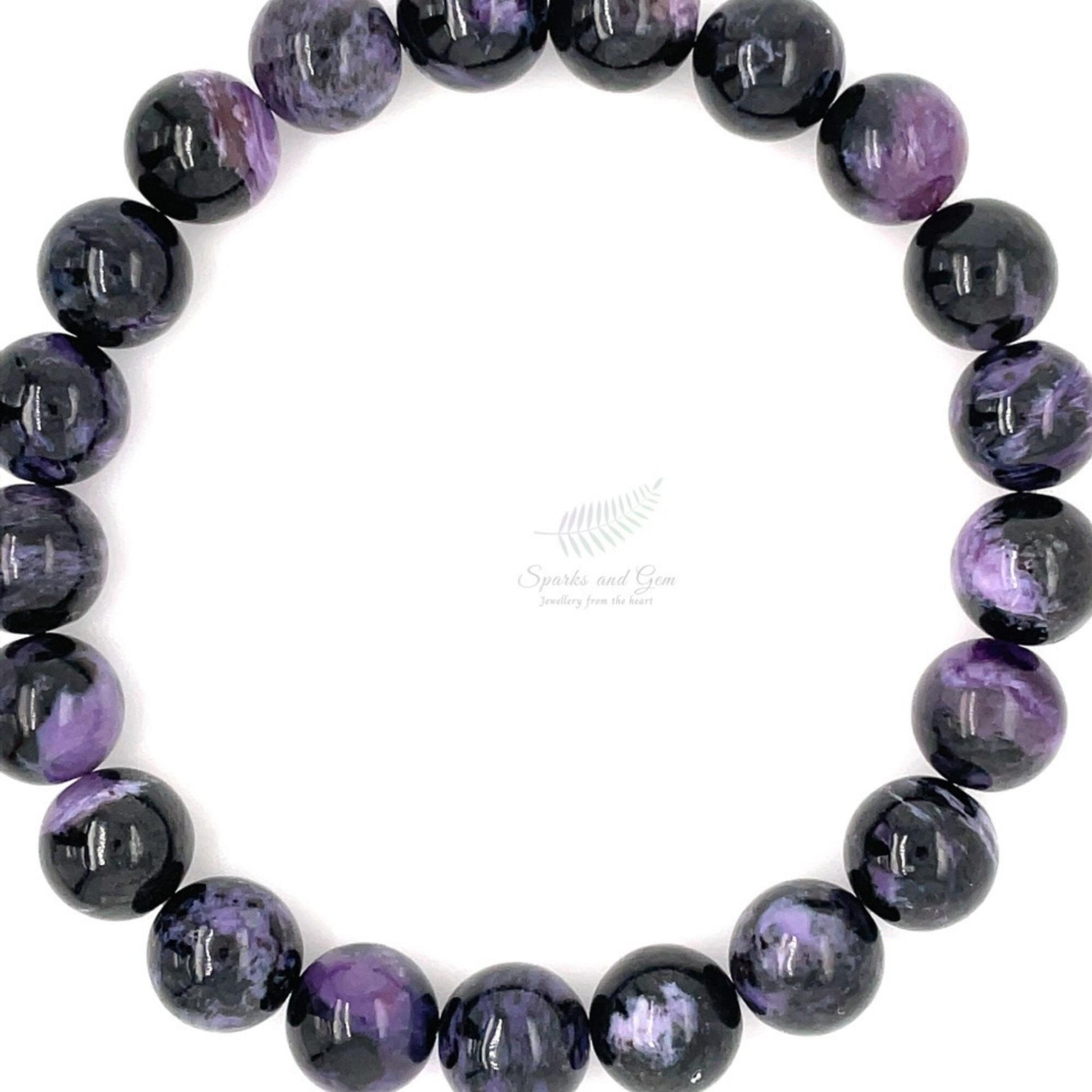 8mm Natural Charoite Bracelet - Sparks and Gem