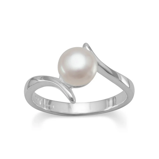 Cultured Freshwater Pearl Ring with Crossover Design - Sparks and Gem