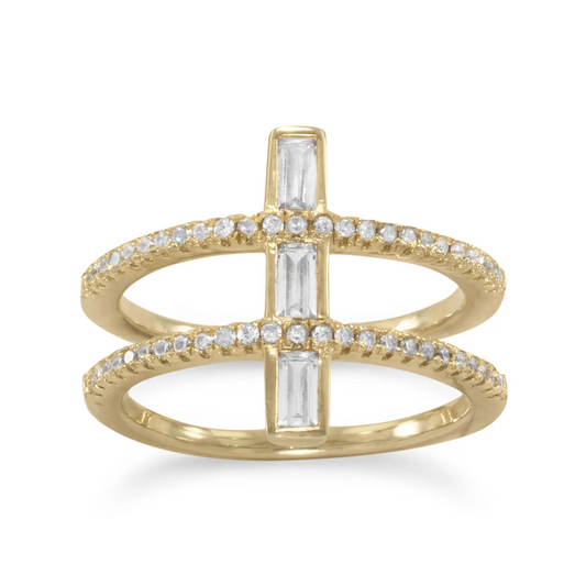 Double Cross Ring with Cubic Zirconia - Sparks and Gem