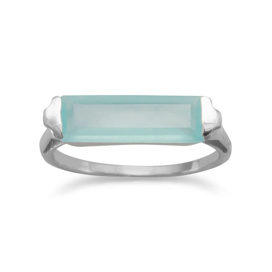 Green Chalcedony Bar and Sterling Silver Ring - Sparks and Gem