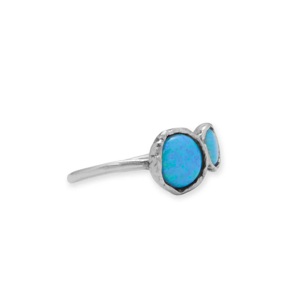Oxidized Double Synthetic Opal Ring from Sparks and Gem (A+ BBB Rating)