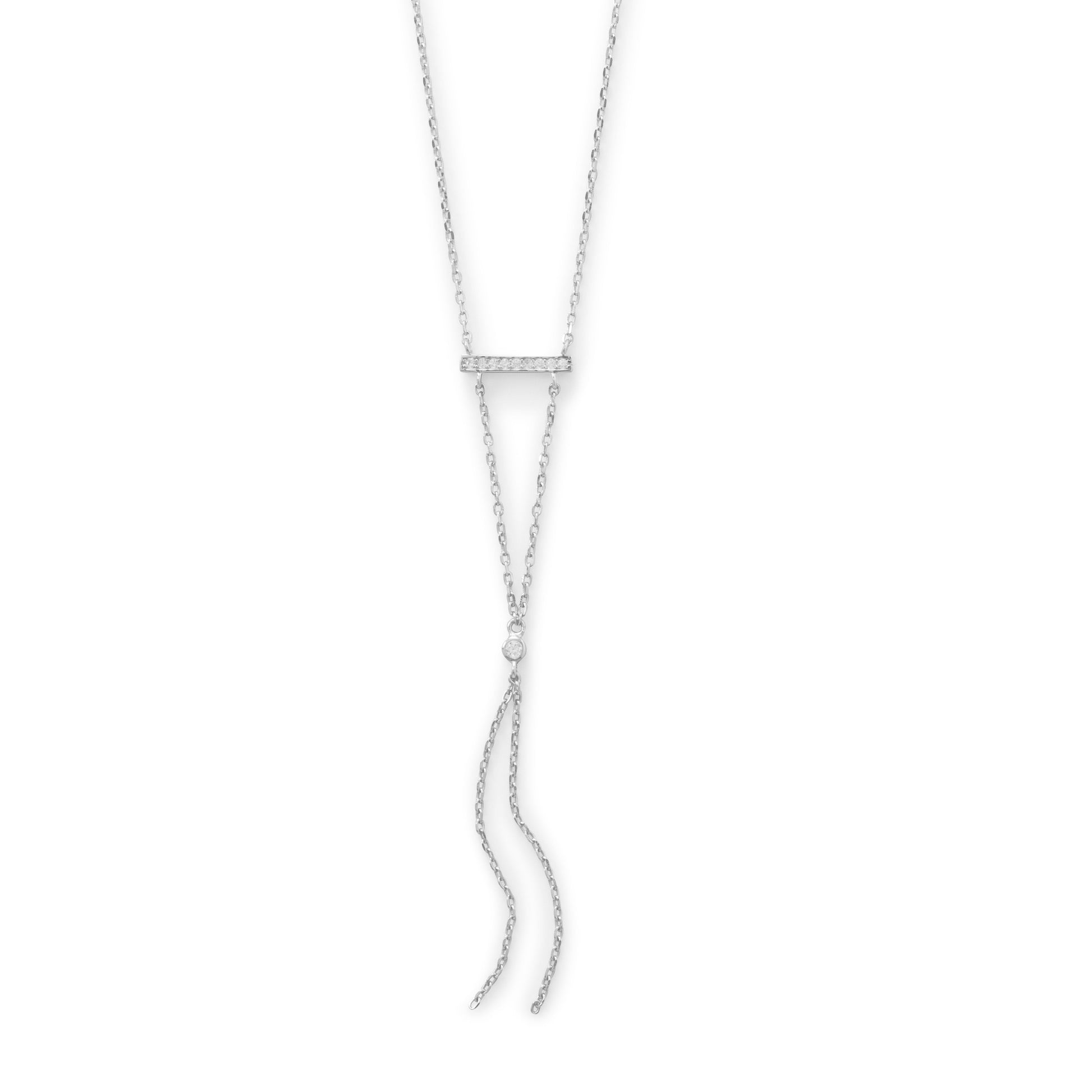 Adjustable Bar Necklace with “Y” Drop in Silver from Sparks and Gem (A+ BBB Rating)