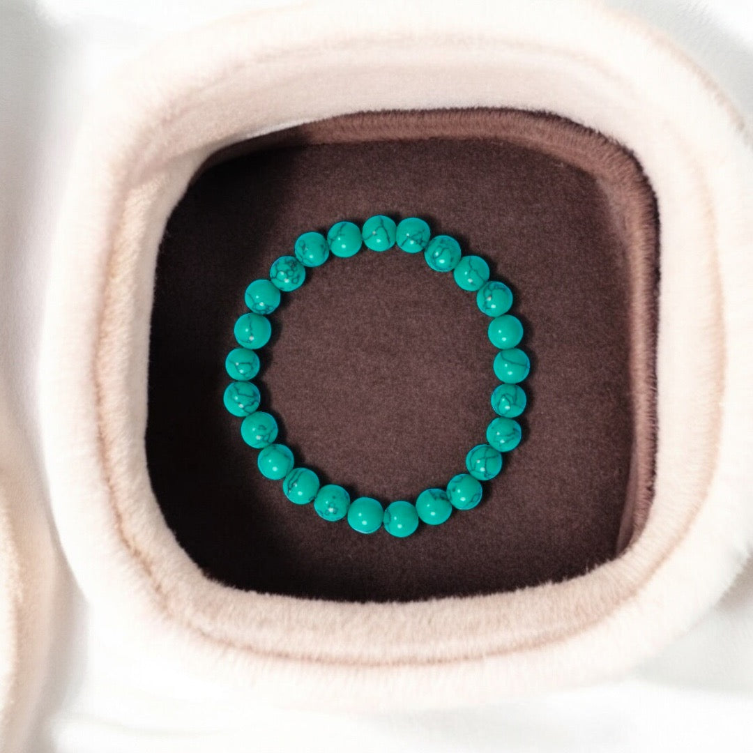 8mm Round Green Howlite Stretch Bracelet - Sparks and Gem