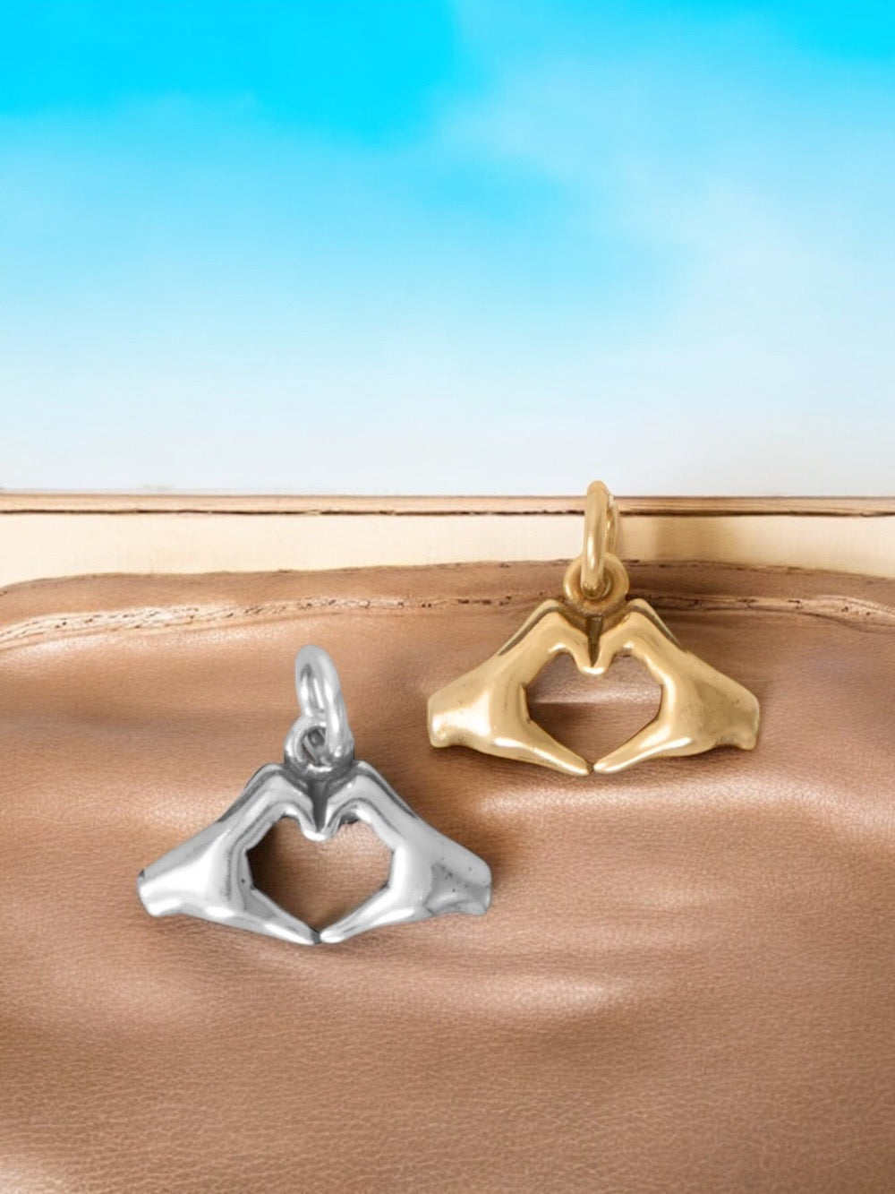 Heart Hands Charm in Antique Gold or Oxidized Silver - Sparks and Gem