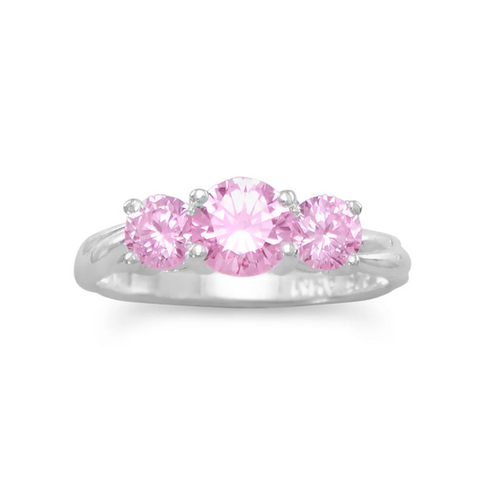 Pink Trilogy Sterling Silver Ring - Sparks and Gem
