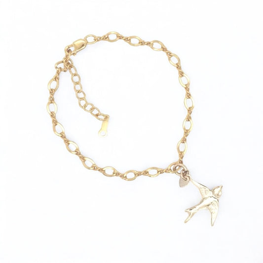 Gold Infinity/Figure 8 Adjustable Cable Chain Bracelet with Flying Bird Charm - Sparks and Gem