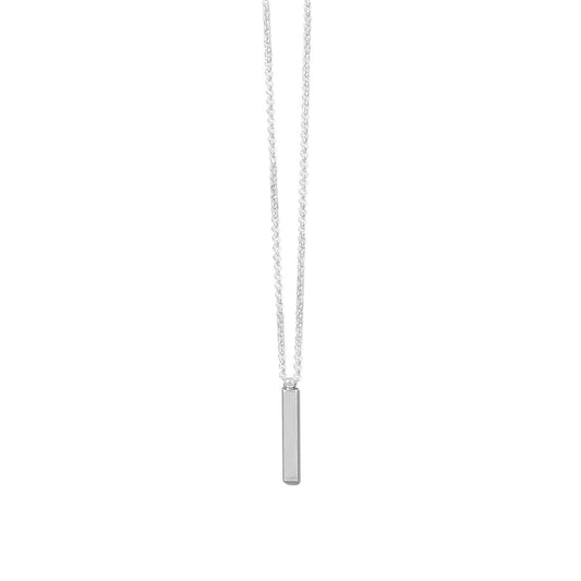 Vertical Bar Sterling Silver Drop Necklace - Sparks and Gem