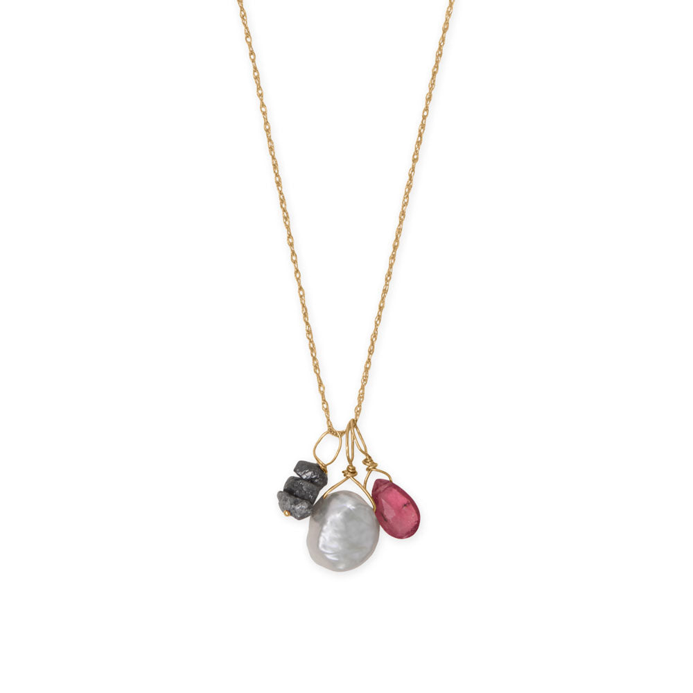 16" 14 Karat Gold Birthstone Necklace (-December)