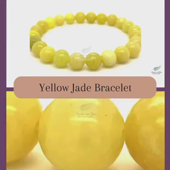 Yellow Jade Semi-precious Gemstones Beaded Stretch Bracelet - 8mm, Boho Chic, Beach, Party, Evening, Day - Sparks and Gem